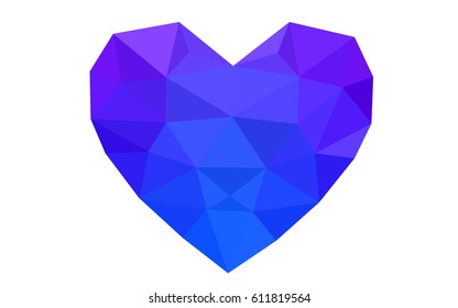 Light blue, pink vector abstract Triangle Geometrical Heart on white polygonal background. Happy Valentine's Day Greeting Card. Stock template for your design.