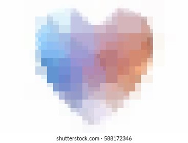 Light blue, pink vector love background with heart. Paper note. Valentine's greeting polygonal card. rectangular illustration for your business. Stock template for your design.