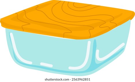 Light blue plastic food container featuring a closed orange lid, providing an excellent solution for storing and preserving food while ensuring safety and maintaining freshness