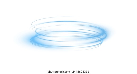 Light blue podium lines png of speed. Light glowing effect png. motion lines. Transparent white background Light trail wave fire path trace line, car lights, optic fiber and incandescence curve twirl