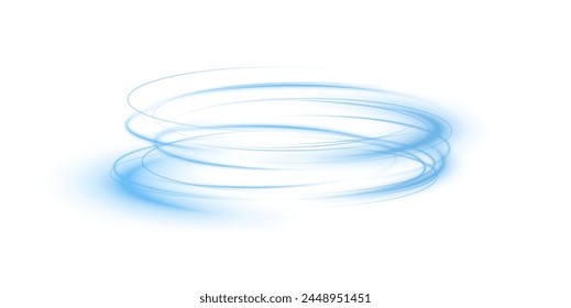 Light blue podium lines png of speed. Light glowing effect png. motion lines. Transparent white background Light trail wave fire path trace line, car lights, optic fiber and incandescence curve twirl	