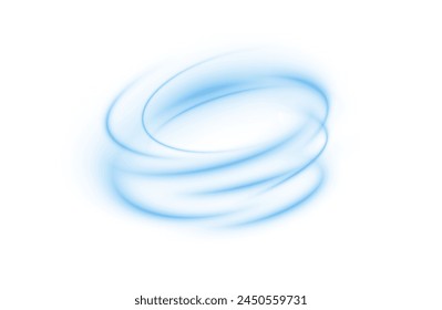 Líneas de podio azul claro png de velocidad. Efecto luminoso de líneas de movimiento png. Fondo blanco transparente Línea de seguimiento de la trayectoria del fuego de la onda de la pista de luz, luces del coche, fibra óptica y giro de la curva de incandescencia	