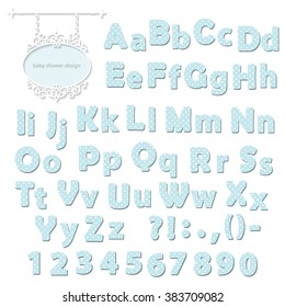 Light blue polka dot font.