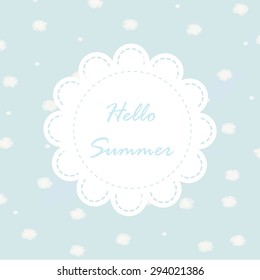 Light blue polka dot with retro vintage style and isolate on white background in summer. Love hipster wedding card.