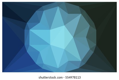 Light BLUE polygonal illustration, which consist of triangles with a gemstone in center. Triangular design of a huge diamond for your business. Creative geometric background of gems.