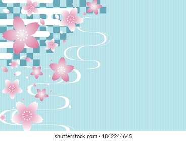 
Light blue pop Japanese pattern illustration