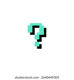 light blue question mark pixel art with shadow on white background