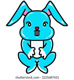Light blue rabbit vector design suitable for stickers, logos, and others