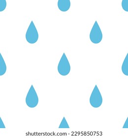 Light blue raindrops, water droplets seamless pattern