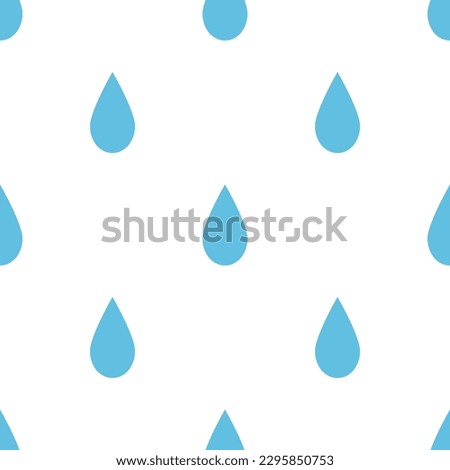 Light blue raindrops, water droplets seamless pattern