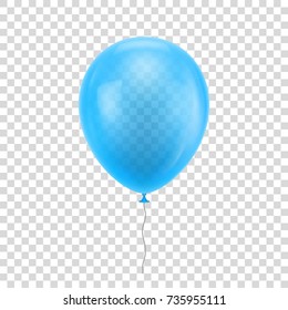 Light blue realistic balloon. Light blue ball isolated on a transparent background for designers and illustrators. Balloon as a vector illustration