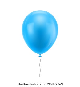 Hellblauer realistischer Ballon. Hellblauer, aufblasbarer Ball, realistischer, weißer Hintergrund. Ballon in Form einer Vektorgrafik