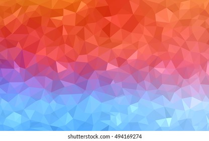 Light blue, red abstract polygonal template. Shining illustration, which consist of triangles. A new texture for your design.