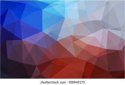 Light blue, red abstract polygonal template. Geometric illustration in Origami style with gradient.  Brand-new design for your business.