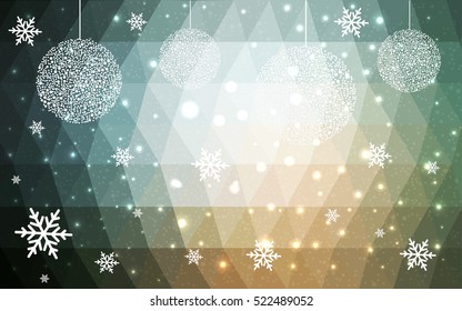 Light Blue Red christmas postcard low polygon background. Vector illustration consisting of triangles. Abstract triangular polygonal origami or crystal design of New Year celebration.