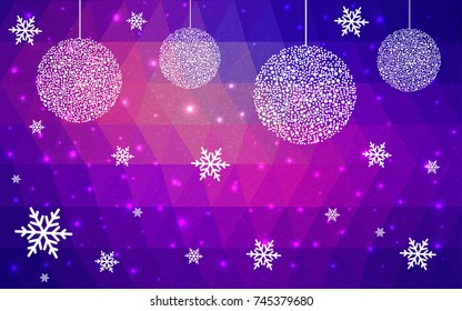 Light Blue Red christmas postcard low polygon background. Vector illustration consisting of triangles. Abstract triangular polygonal origami or crystal design of New Year celebration.