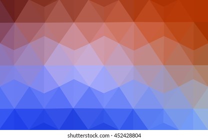 Light blue, red low poly pattern. Shining colored illustration in a brand-new style. The best triangular design for your business.