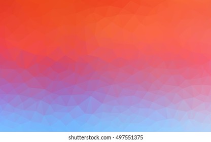 Light blue, red low poly pattern. Shining illustration, which consist of triangles. A completely new template for your business design.