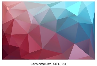 Light Blue Red Low poly crystal background. Polygon design pattern. Low poly vector illustration, low polygon background.