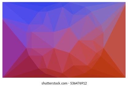 Light Blue Red Low poly crystal background. Polygon design pattern. Low poly vector illustration, low polygon background.
