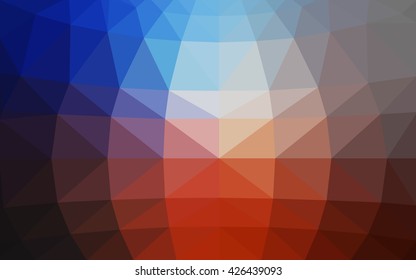 Light blue, red polygonal illustration, which consist of triangles. Triangular design for your business. Geometric background in Origami style with gradient.