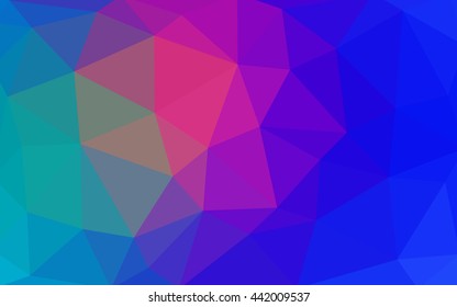 Light blue, red polygonal illustration, which consist of triangles. Triangular design for your business. Geometric background in Origami style with gradient.
