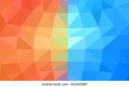 Light blue, red polygonal illustration, which consist of triangles. Triangular design for your business. Geometric background in Origami style with gradient.