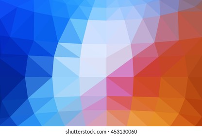 Light blue, red polygonal illustration, which consist of triangles. Triangular design for your business. Geometric background in Origami style with gradient.