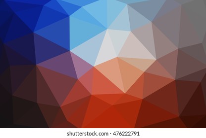 Light blue, red polygonal illustration, which consist of triangles. Triangular design for your business. Geometric background in Origami style with gradient.