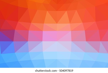 Light blue, red polygonal illustration, which consist of triangles. Triangular design for your business. Geometric background in Origami style with gradient.