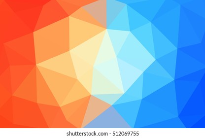 Light blue, red polygonal illustration, which consist of triangles. Triangular design for your business. Geometric background in Origami style with gradient.