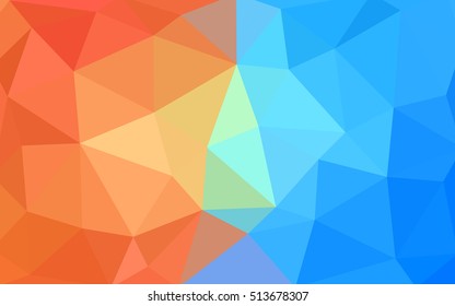 Light blue, red polygonal illustration, which consist of triangles. Triangular design for your business. Geometric background in Origami style with gradient.