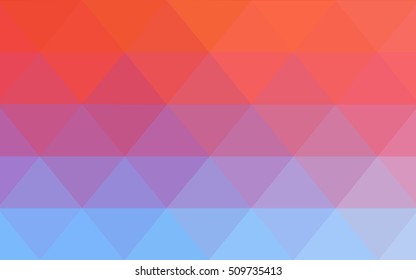 Light blue, red triangle mosaic pattern. Creative illustration in halftone style with gradient. The polygonal design can be used for your web site.
