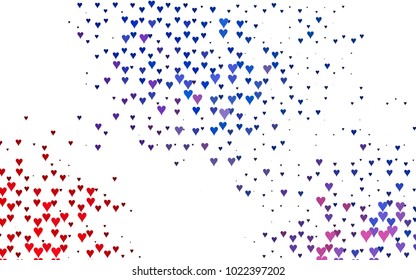 Light Blue, Red vector abstract small hearts on white background. Template for valentine day with sweet, romantic concept. Amazing pattern for your design, banner, leaflet.