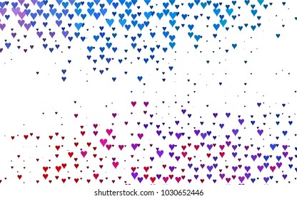Light Blue, Red vector abstract lovely pattern with Hearts on white background. Happy Valentine's Day Greeting Card with small hearts. Stock template for your romantic ad, leaflet, banner.