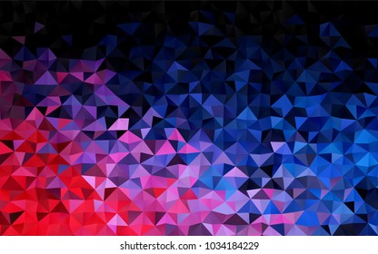 Light Blue, Red vector abstract mosaic template. Triangular geometric sample with gradient.  Triangular pattern for your business design.