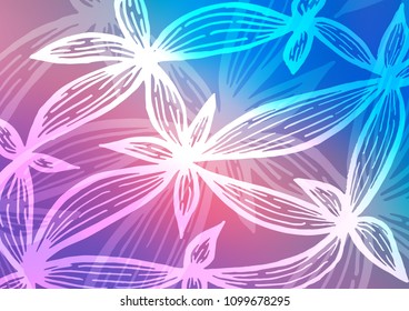 Light Blue, Red vector abstract doodle pattern. Ethnic elegant natural pattern with gradient. The template can be used as a background for cell phones.