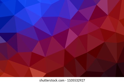 Light Blue, Red vector abstract polygonal background. Triangular geometric sample with gradient.  New template for your brand book.