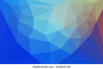 Light Blue, Red vector abstract polygonal background with a heart in a centre. Illustration in Origami style with gradient. New template for your brand book.