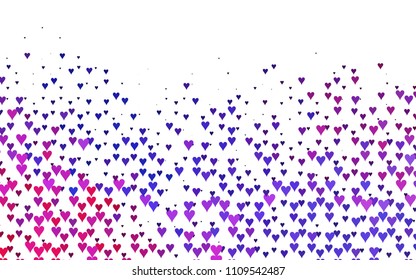 Light Blue, Red vector abstract lovely pattern with Hearts on white background. Happy Valentine's Day Greeting Card with small hearts. Stock template for your romantic ad, leaflet, banner.