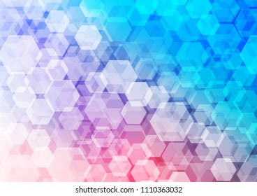 Light Blue, Red vector abstract mosaic background. Brand new colored illustration in blurry style with gradient. The best hexagonal design for your business.