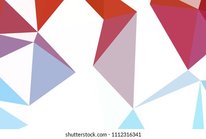Light Blue, Red vector abstract polygonal background. Triangular geometric sample with gradient.  Triangular pattern for your design.