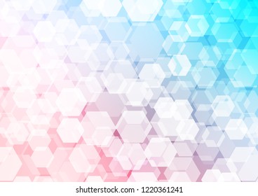 Light Blue, Red vector abstract polygonal background. hexagonal geometric sample with gradient.  The best hexagonal design for your business.
