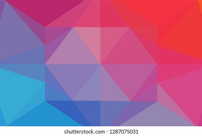 Light Blue, Red vector abstract mosaic background. Triangular geometric sample with gradient.  The textured pattern can be used for background.