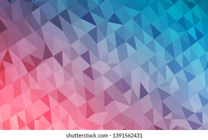 Light Blue, Red vector abstract polygonal layout. Glitter abstract illustration with an elegant design. Triangular pattern for your business design.