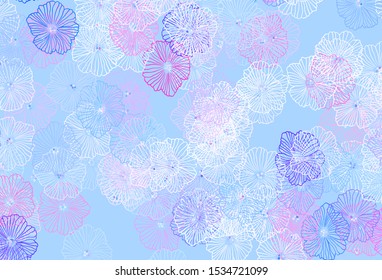 Light Blue, Red vector abstract design with leaves. An elegant bright illustration with flowers. Colorful pattern for kid's books.