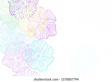 Light Blue, Red vector abstract pattern with leaves. Shining colored illustration with flowers. Template for backgrounds of cell phones.
