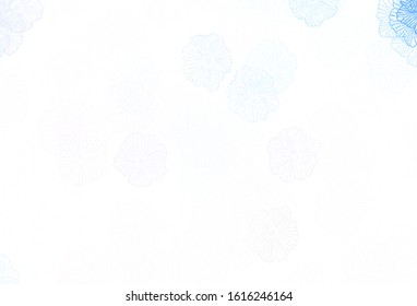 Light Blue, Red vector abstract background with leaves. Shining colored illustration with flowers. Pattern for wallpapers, coloring books.