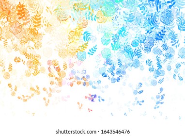 Light Blue, Red vector abstract backdrop with leaves. New colorful illustration in doodle style with leaves. New design for your business.