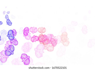 Light Blue, Red vector abstract design with flowers. Flowers in natural style on white background. Elegant pattern for your brand book.